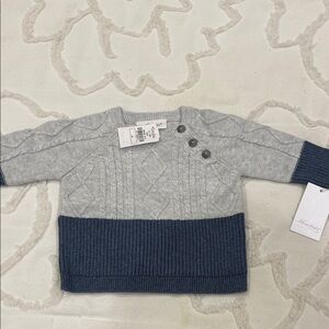 Gray Cable Knit Sweater with Button Details